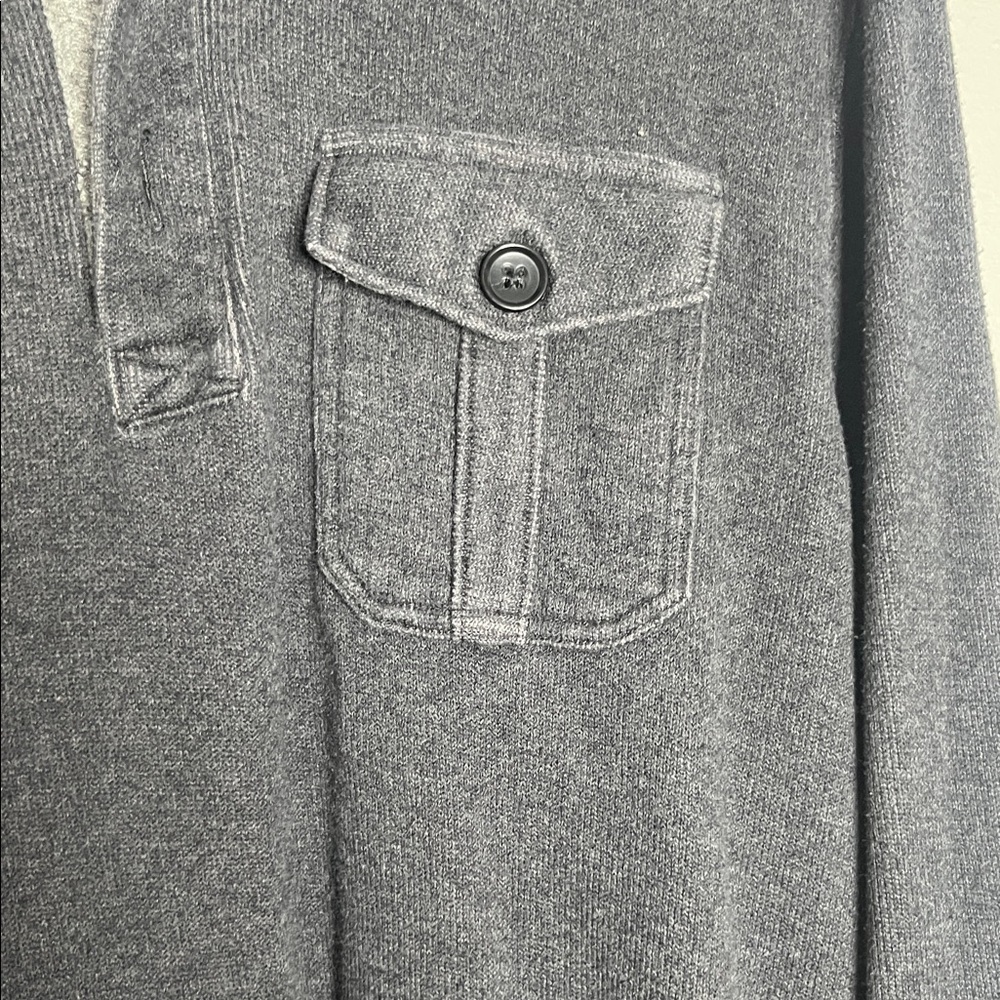 Banana Republic Men's Dark Gray Sweater with Button Detail - Picture 3 of 3